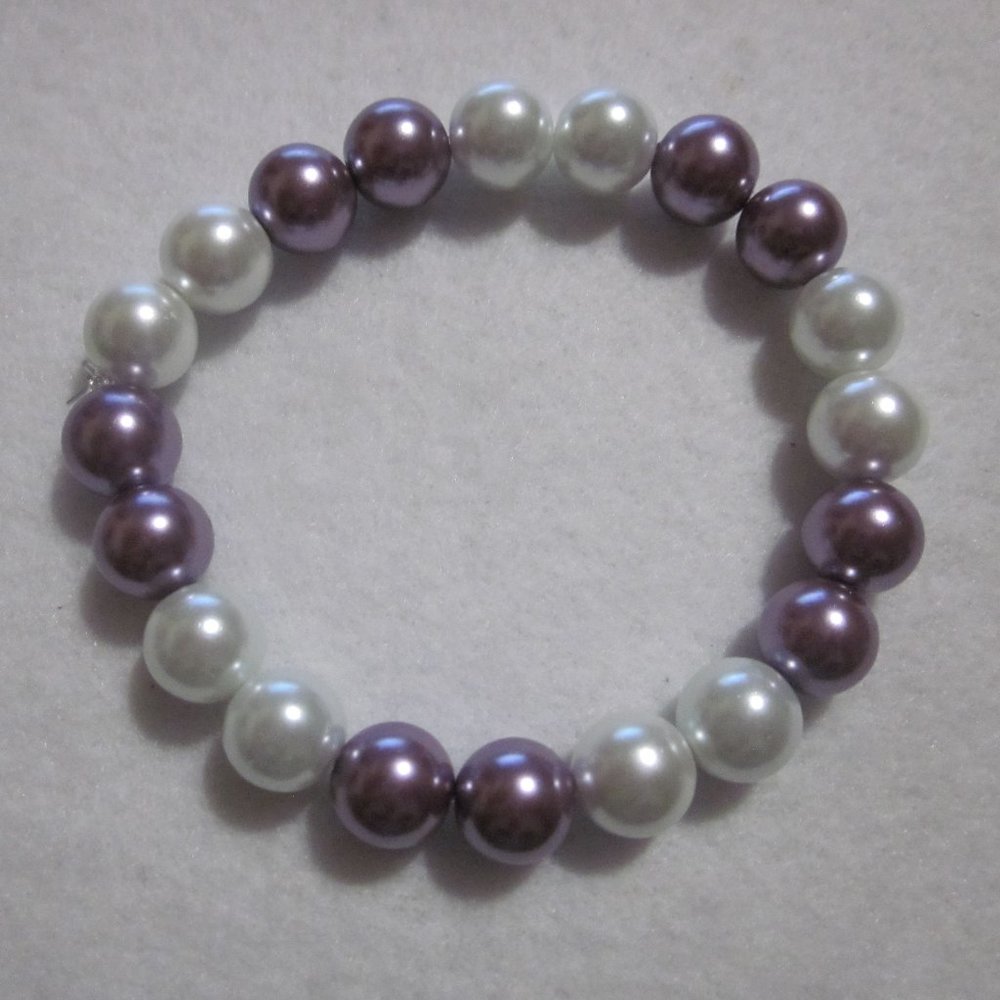 Purple and White Chunky 20mm Bracelet.
